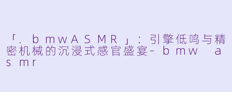 「.bmwASMR」：引擎低鸣与精密机械的沉浸式感官盛宴-bmw asmr