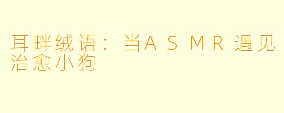 耳畔绒语：当ASMR遇见治愈小狗